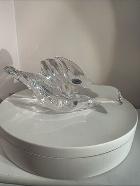 Gorham Vintage Full Lead Crystal Peace Dove Taper Candle Holder